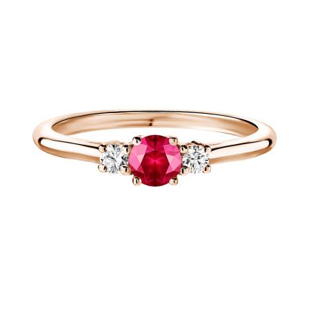 Bague Or rose 18 cts Rubis Baby Lady Duo