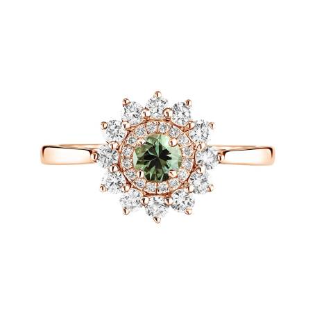 Lefkos 4 mm Rose Gold Green Sapphire Ring