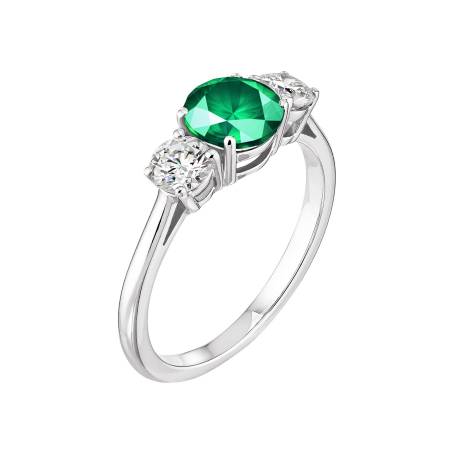 Lady Duo Platinum Emerald Ring