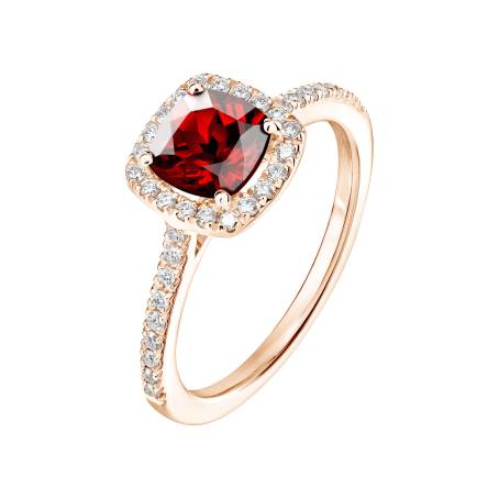 Rétromantique Coussin Pavée Rose Gold Garnet Ring