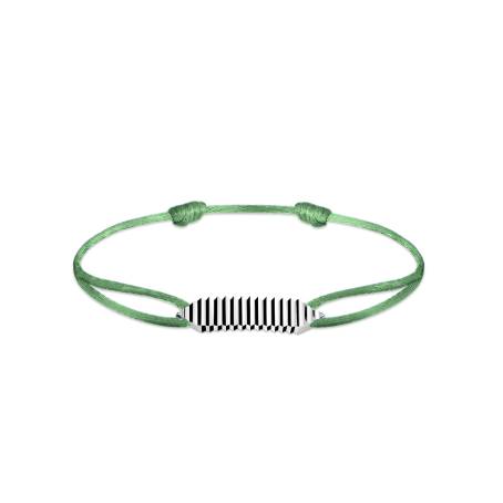 Bracelet cordon Vert amande Or blanc 18 cts Entaille Crans