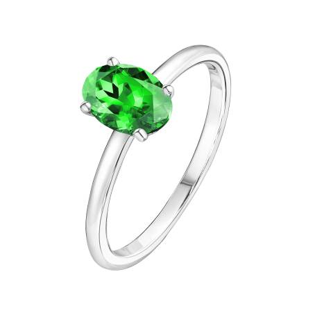 Bague Or blanc 18 cts Tsavorite Lady Ovale