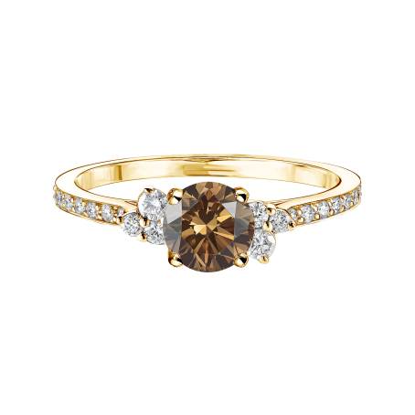 Baby EverBloom 5 mm Pavée Yellow Gold Chocolate Diamond Ring