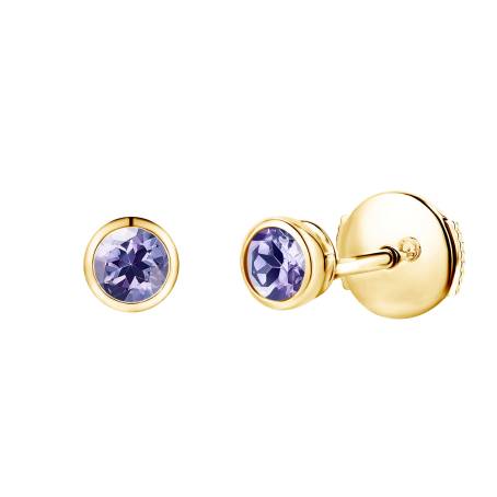 Boucles d'oreilles Or jaune 18 cts Tanzanite Gemmyorama Solo