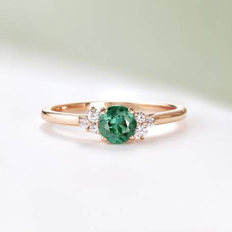 Bague Or blanc 18 cts Tourmaline Verte Baby EverBloom 5 mm