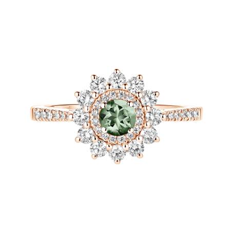 Lefkos 4 mm Pavée Rose Gold Green Sapphire Ring