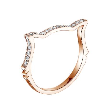 Miaou Pavée Rose Gold Diamond Ring