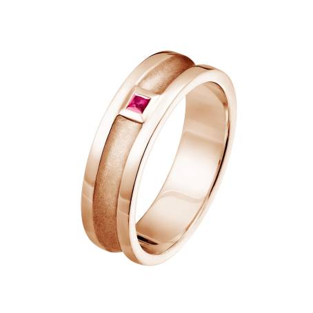 Bague Homme Or rose 18 cts Rubis Minotaure