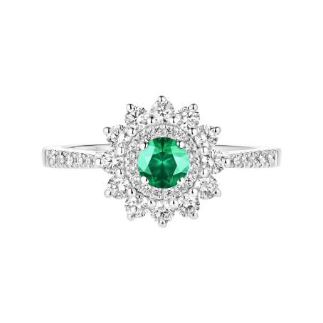 Lefkos 4 mm Pavée White Gold Emerald Ring