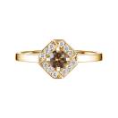 Thumbnail: Ring Yellow gold Chocolate Diamond and diamonds Plissage Rond 4 mm 1