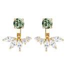 Vignette : Boucles d'oreilles Or jaune Saphir Vert et diamants EverBloom Symétriques 1