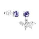 Vignette : Boucles d'oreilles Or blanc Tanzanite et diamants EverBloom Asymétriques 1