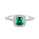 Thumbnail: Ring White gold Emerald and diamonds Rétromantique Coussin Pavée 2