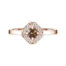 Thumbnail: Ring Rose gold Chocolate Diamond and diamonds Plissage Rond 4 mm 1