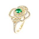 Thumbnail: Ring Yellow gold Emerald and diamonds PrimaRosa Alta 2