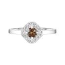 Thumbnail: Ring White gold Chocolate Diamond and diamonds Plissage Rond 4 mm 1