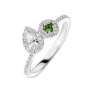 Vignette : Bague Or blanc Saphir Vert et diamants AlterEgo Poire 2