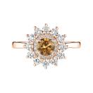 Thumbnail: Ring Rose gold Cognac Diamond and diamonds Lefkos 5 mm 1