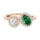 Vignette : Bague Or rose Emeraude et diamants AlterEgo Ovale L 1