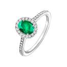 Thumbnail: Ring Platinum Emerald and diamonds Rétromantique Ovale Pavée 2