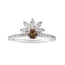 Thumbnail: Ring White gold Chocolate Diamond and diamonds EverBloom Pavée 4 mm 1