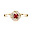 Thumbnail: Ring Yellow gold Garnet and diamonds Plissage Rond 4 mm 1