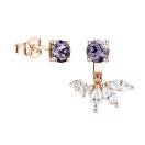 Thumbnail: Earrings Rose gold Lavender Spinel and diamonds EverBloom Asymétriques 1