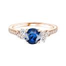Thumbnail: Ring Rose gold Sapphire and diamonds Baby EverBloom 6 mm Pavée 1