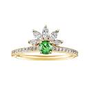 Thumbnail: Ring Yellow gold Tsavorite and diamonds EverBloom Pavée 4 mm 1