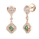 Thumbnail: Earrings Rose gold Green Sapphire and diamonds Plissage 1