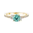 Thumbnail: Ring Yellow gold Mint tourmaline and diamonds Baby EverBloom 5 mm Pavée 1
