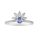 Vignette : Bague Or blanc Tanzanite et diamants EverBloom Pavée 4 mm 1