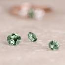 Vignette : Bague Or rose Saphir Vert et diamants Lefkos 5 mm Pavée 2