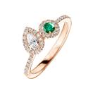 Vignette : Bague Or rose Emeraude et diamants AlterEgo Poire 2