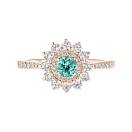 Vignette : Bague Or rose Tourmaline Mint et diamants Lefkos 4 mm Pavée 1