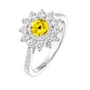 Vignette : Bague Or blanc Saphir Jaune et diamants Lefkos 5 mm Pavée 2