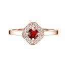 Thumbnail: Ring Rose gold Garnet and diamonds Plissage Rond 4 mm 1