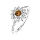 Thumbnail: Ring White gold Cognac Diamond and diamonds Lefkos 4 mm Pavée 2