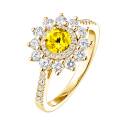 Vignette : Bague Or jaune Saphir Jaune et diamants Lefkos 5 mm Pavée 2