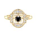 Vignette : Bague Or jaune Spinelle noir et diamants Art Déco Solo 1