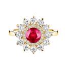 Thumbnail: Ring Yellow gold Ruby and diamonds Lefkos 6 mm 1