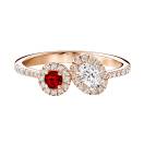 Vignette : Bague Or rose Grenat et diamants AlterEgo Ovale 1