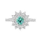 Thumbnail: Ring White gold Mint tourmaline and diamonds Lefkos 5 mm Pavée 1