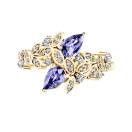 Thumbnail: Ring Yellow gold Tanzanite and diamonds EverBloom Toi & Moi 1