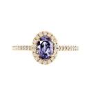 Thumbnail: Ring Yellow gold Tanzanite and diamonds Rétromantique Ovale Pavée 1