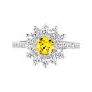 Vignette : Bague Or blanc Saphir Jaune et diamants Lefkos 5 mm Pavée 1