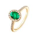 Thumbnail: Ring Yellow gold Emerald and diamonds Rétromantique Ovale Pavée 2