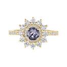 Thumbnail: Ring Yellow gold Grey Spinel and diamonds Lefkos 5 mm Pavée 1