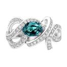 Vignette : Bague Or blanc Saphir Teal et diamants Olympia 1