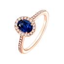 Thumbnail: Ring Rose gold Sapphire and diamonds Rétromantique Ovale Pavée 2